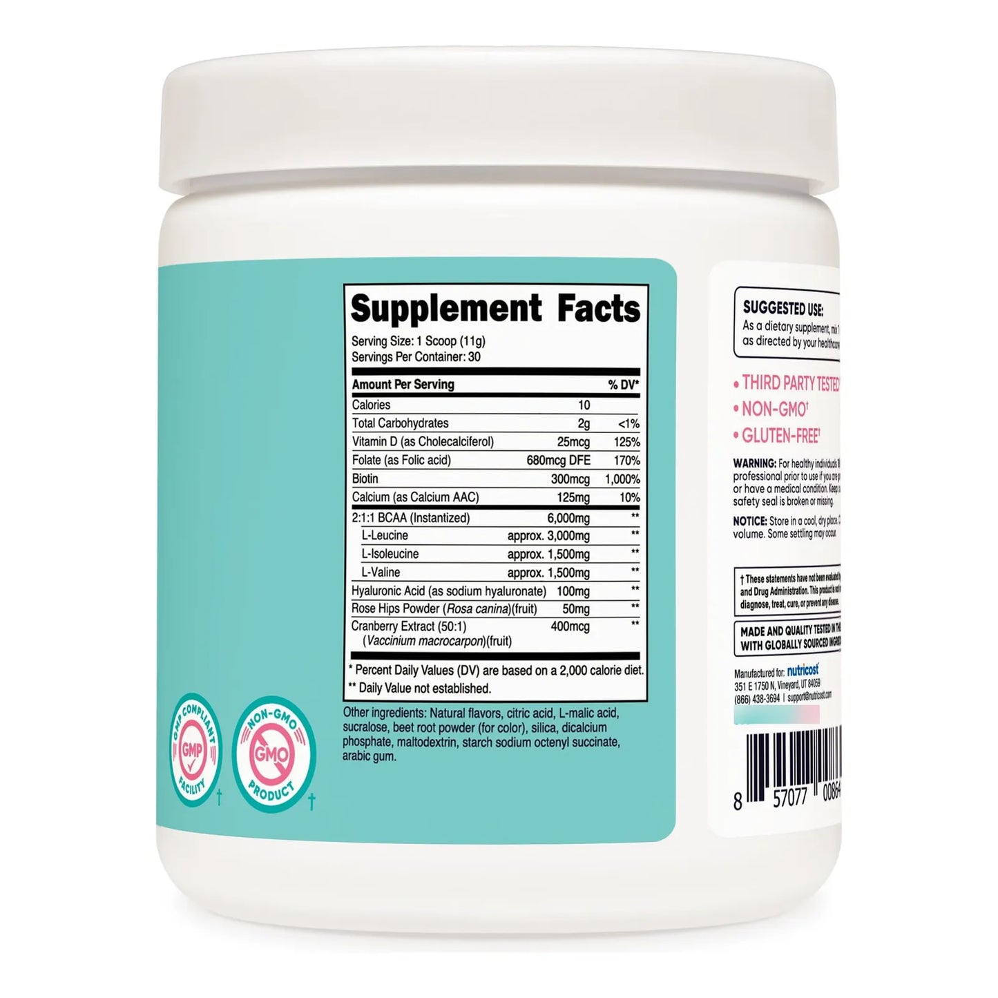 BCAA Para Mujer Limonada De Fresa 30 Porciones Sin Gluten Y Sin Omg