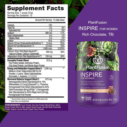 Proteina Vegetal Mujer Bajo Carbohidratos Apoyo Muscular Mag Chocolate Rico Inspire 1 Libra