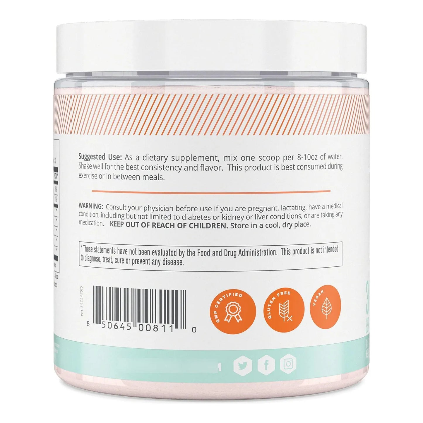 BCAA Energético En Polvo Sabor Frutal 300g Recuperación Muscular Sin Calorías