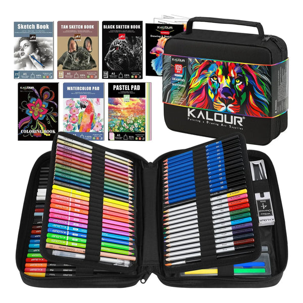 Kit De Dibujo Profesional 109 Piezas Colores Fluorescentes A SOMOS IMPORTACIONES GOLD