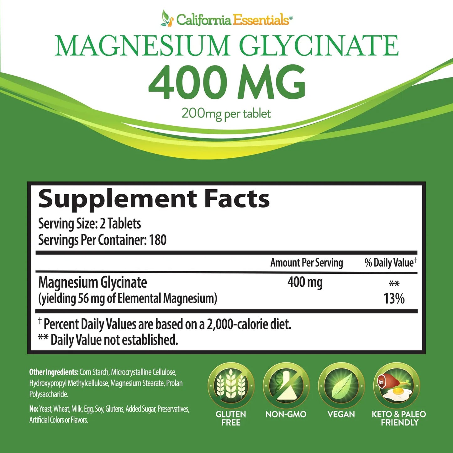 Glicinato De Magnesio 400 Mg Quelado Alta Absorción 360 Tabletas Vegano Sin Gluten