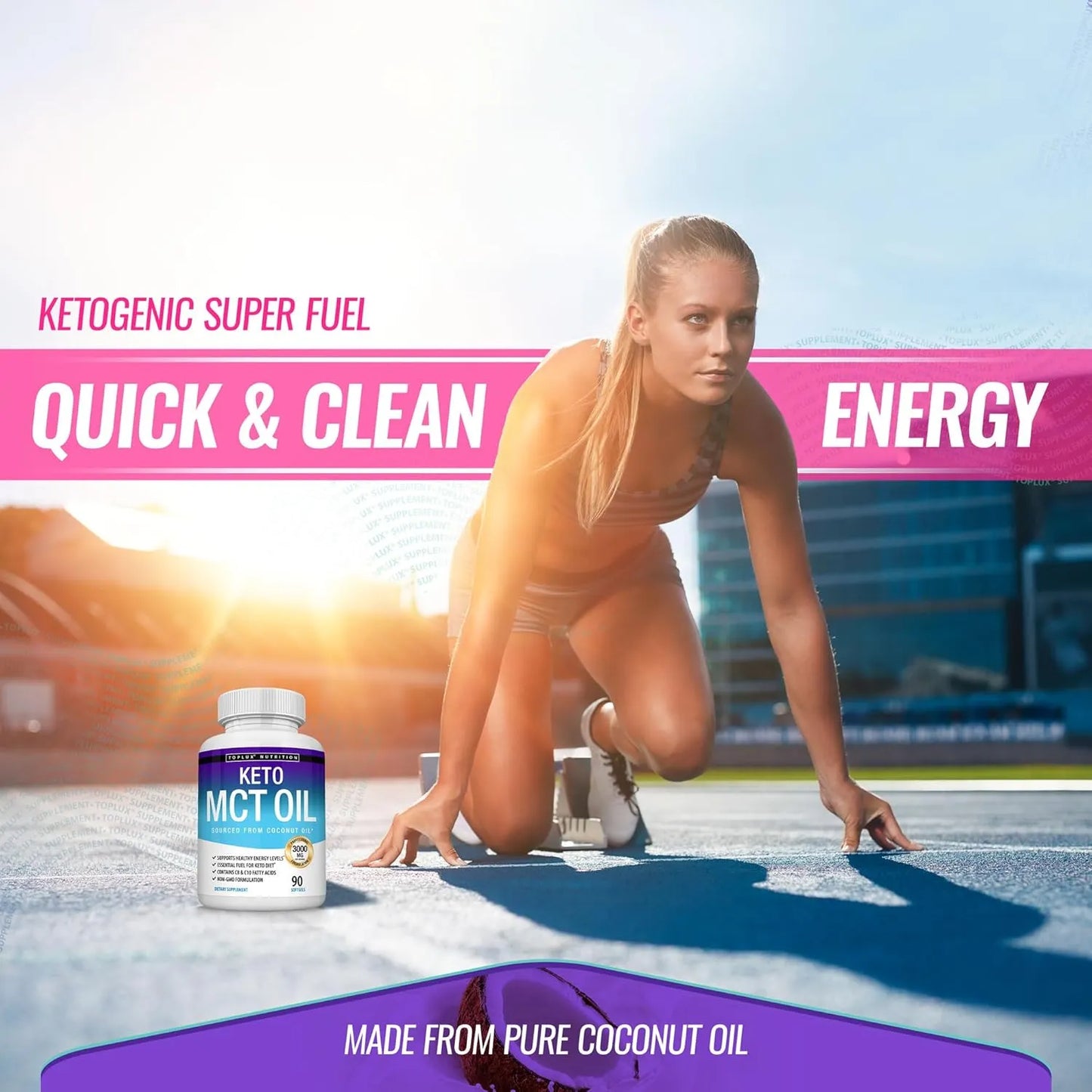 Capsulas De Aceite MCT 3000 Mg Extracto De Coco Puro Energia Keto