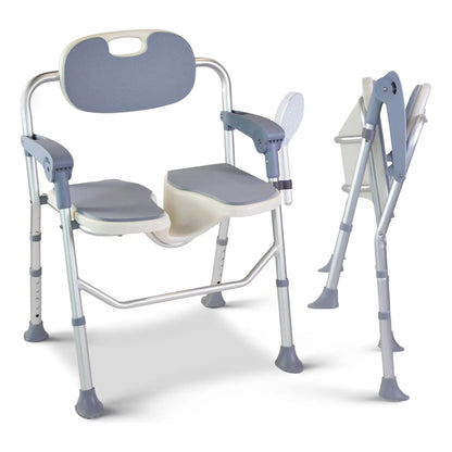 Silla De Ducha Plegable 5 Niveles Ajustables Pies Antideslizantes Segura Y Cómoda