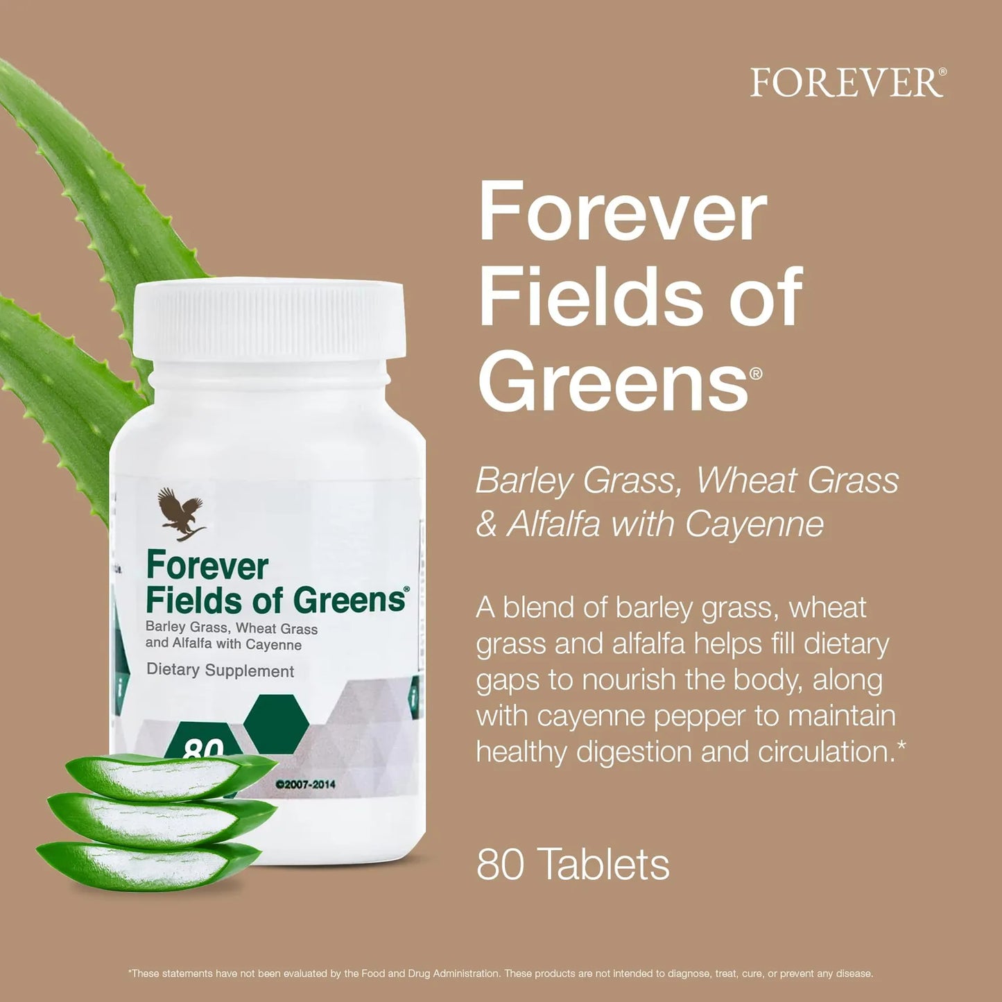 Forever Fields Of Greens Suplemento Superalimenticio Verde Con Hierba De Cebada Pasto De Trigo Y Alfalfa 80 Tabletas