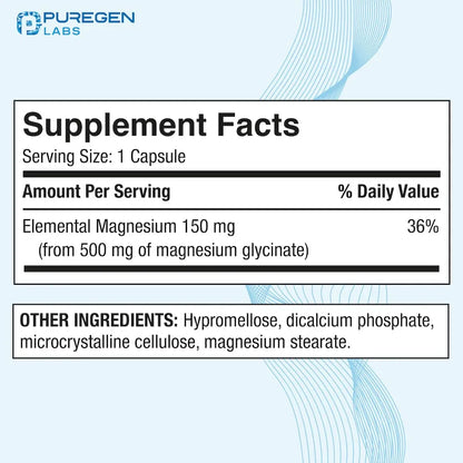 Glicinato De Magnesio 500 Mg Cápsulas Queladas Alta Absorción Salud Muscular Y Cardíaca