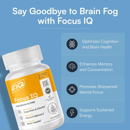 Focus IQ Suplemento Cerebral Memoria Concentración 60 Cápsulas Envío Gratis