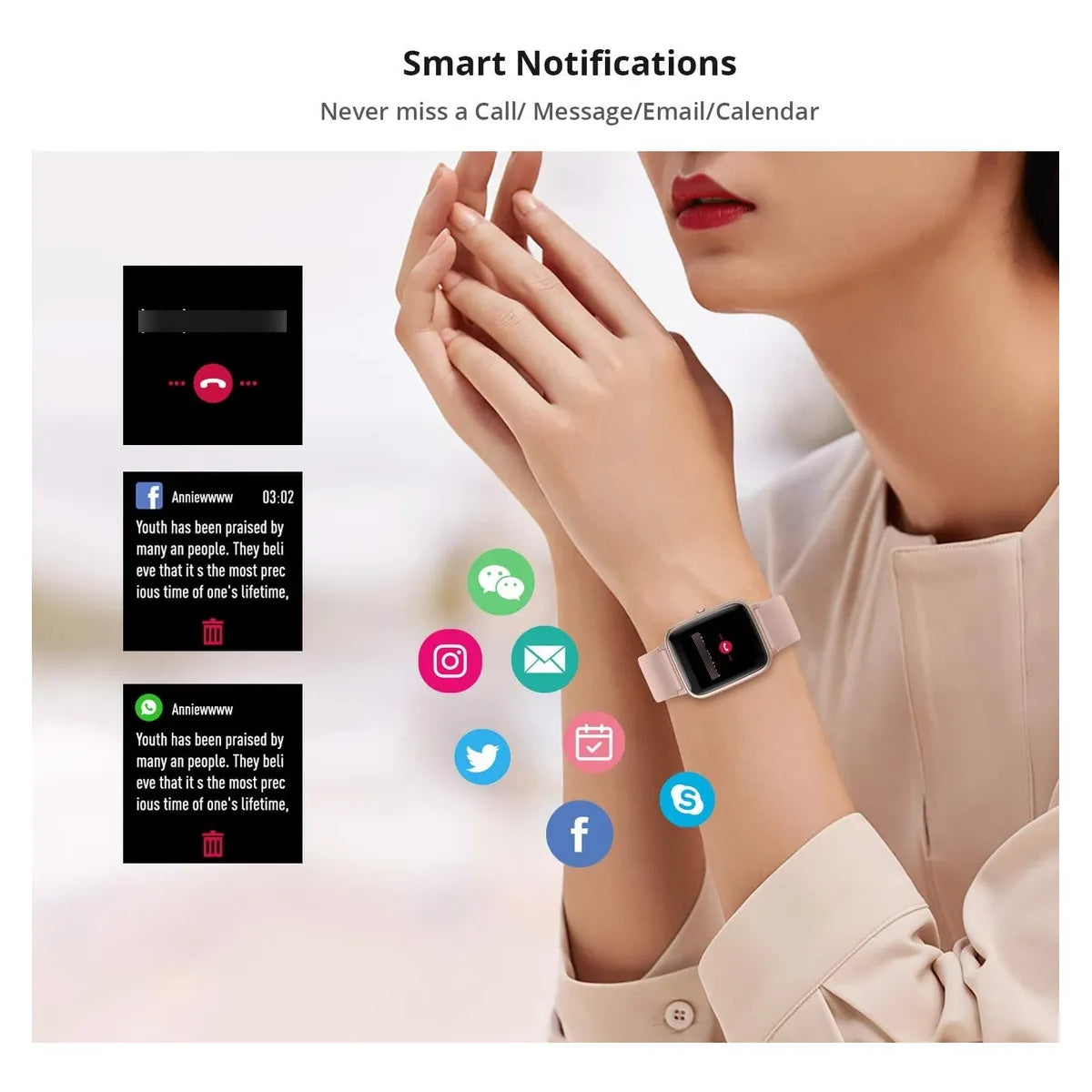 Fitpolo Smart Watch Monitor Cardíaco Resistente Al Agua Pantalla Táctil