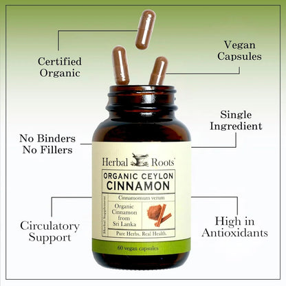 Capsulas Organicas De Canela De Ceilan Certificado Usda 60 U Herbal Roots