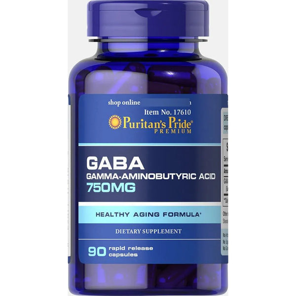 Cápsulas GABA 750 Mg 90 Unidades Ácido Aminobutírico Natural Puritans Pride