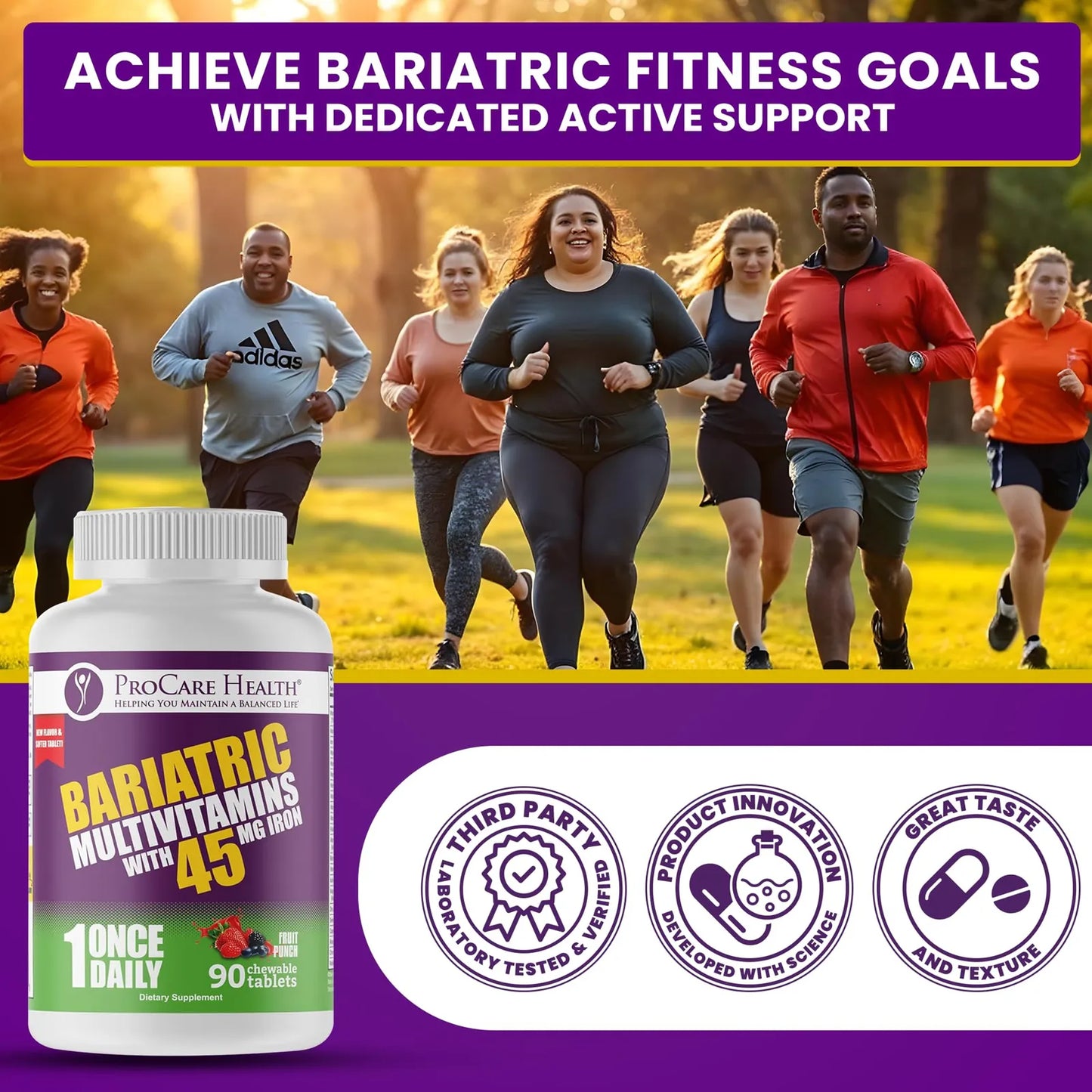 Multivitamínico Bariátrico Masticable Con Hierro 45 Mg Sabor Ponche De Fruta 90 Tabletas