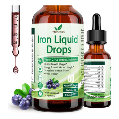 Gotas De Hierro Liquido Para Anemia Con Vitamina C Y B12 Energia Y Vitalidad