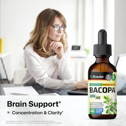 Gotas De Bacopa Monnieri Bio 60ml Apoyo Cerebral Vegano Sin Alcohol