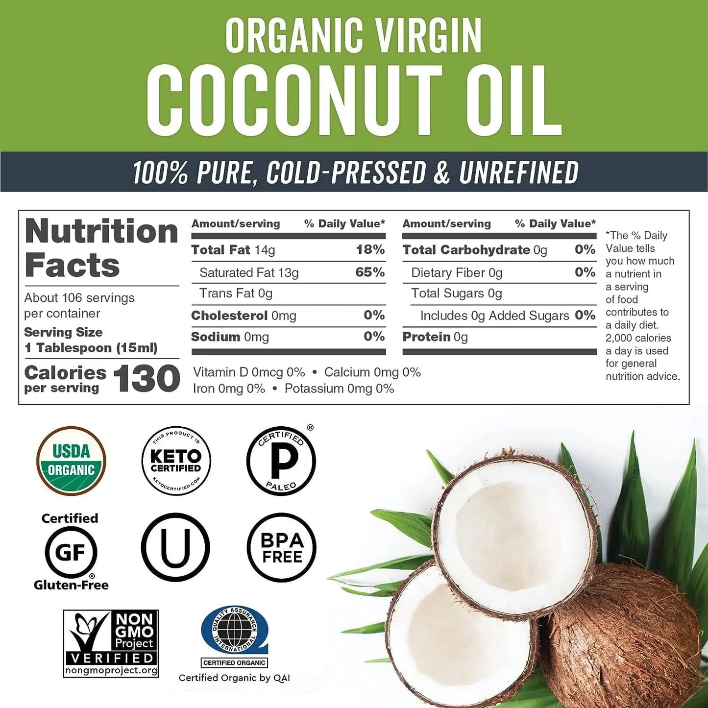 Aceite De Coco Extra Virgen Organico Prensado En Frio 1.6 Lb Sabor Fresco Y Multiusos