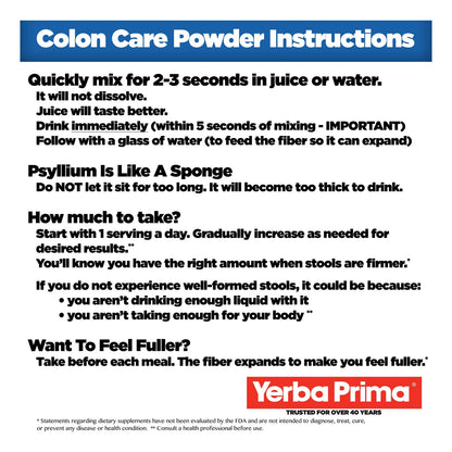 Fórmula Prebiótica En Polvo Para Colon 340g Fibra Psyllium FOS Sin Gluten Vegano