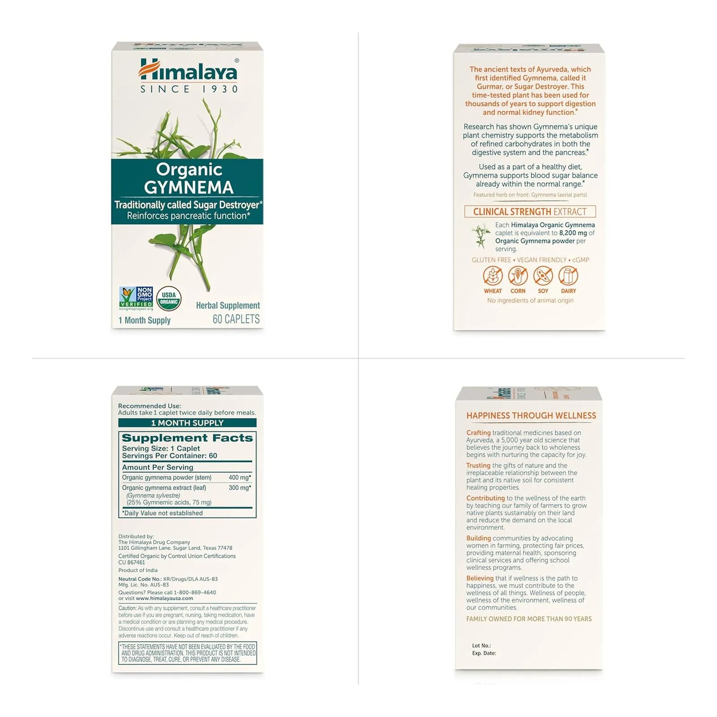 Himalaya Organic Gymnema Sylvestre 700mg Suplemento Herbal Metabolismo Glucosa