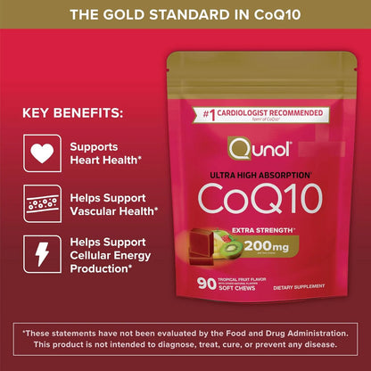 Masticables Suaves De CoQ10 200 Mg Extra Fuertes Alta Absorcion Salud Cardíaca