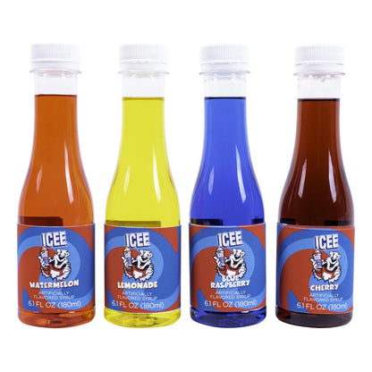 Paquete De 4 Jarabes Granizados ICEE Sabores Sandía Limonada Frambuesa Azul Cereza