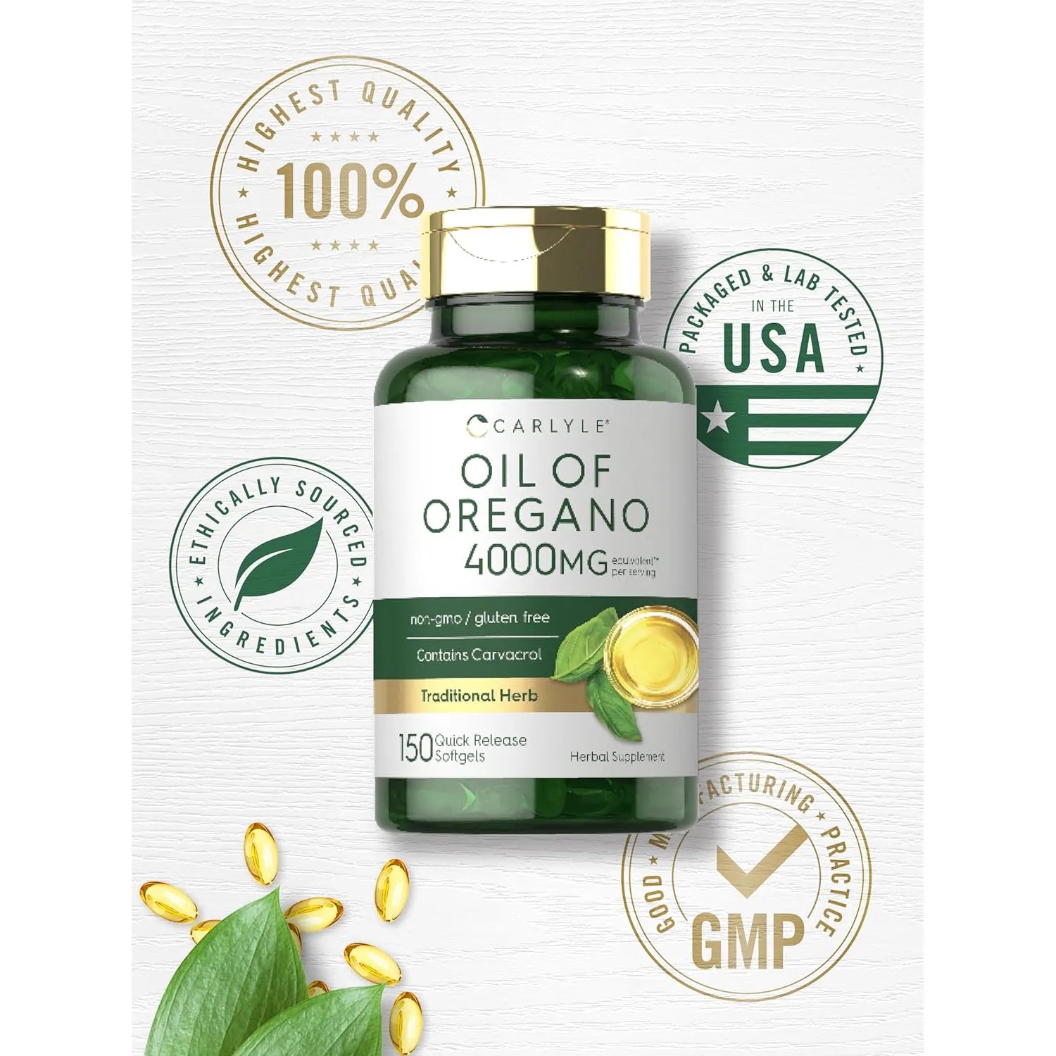 Aceite De Orégano Carlyle Apoyo Diario 150 Cápsulas Sin Sabor - Imagen 3