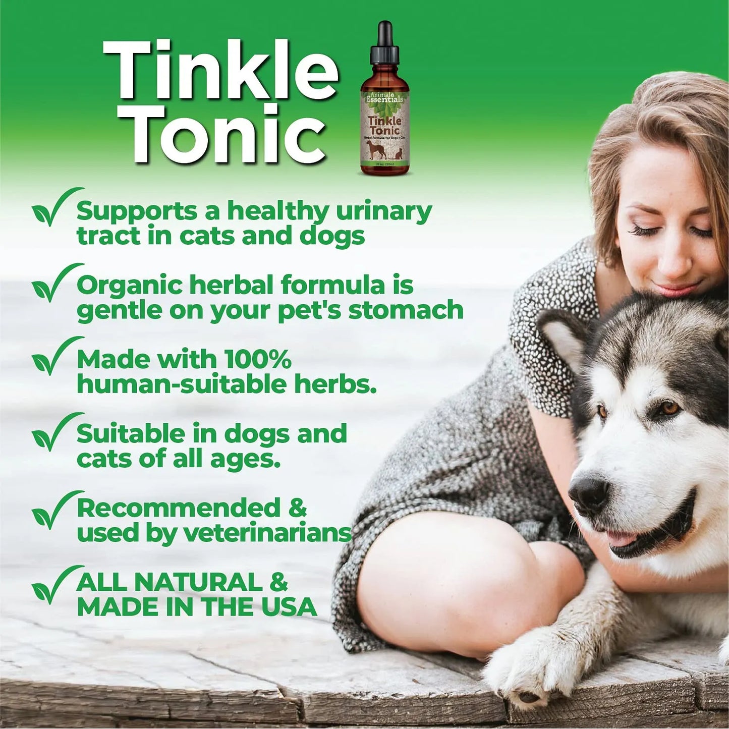 Tinkle Tonic Suplemento Herbal Tracto Urinario Perros Gatos 2 Oz