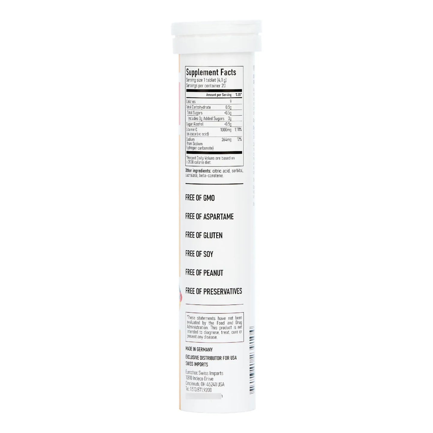 Vitamina C Efervescente 1000 Mg 120 Tabletas Sabor Naranja