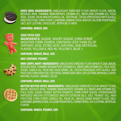 Surtido Mini Galletas Snacks Kids 32 Paquetes Oreo Chips Ahoy Sour Patch