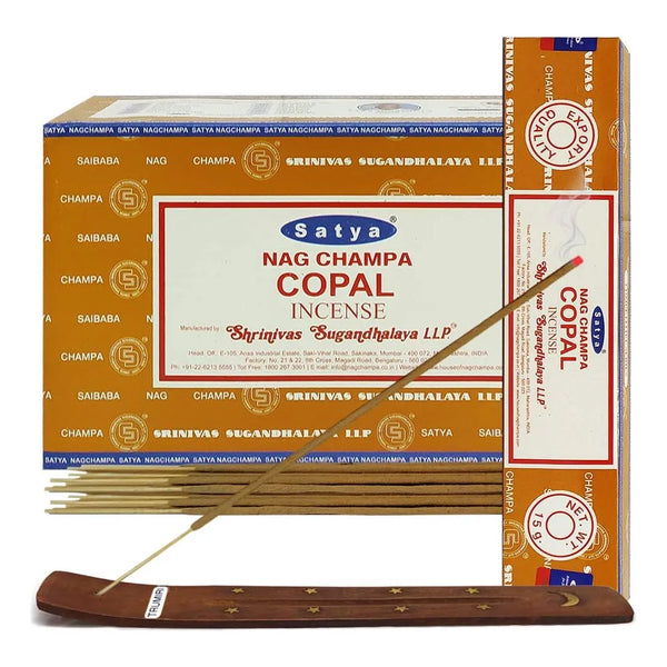 Incienso Copal Satya Con Soporte 180 Varillas Aromaterapia Natural