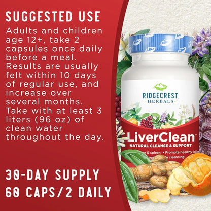 LiverClean Suplemento Hepatico Cardo Bendito Diente De Leon 60 Capsulas
