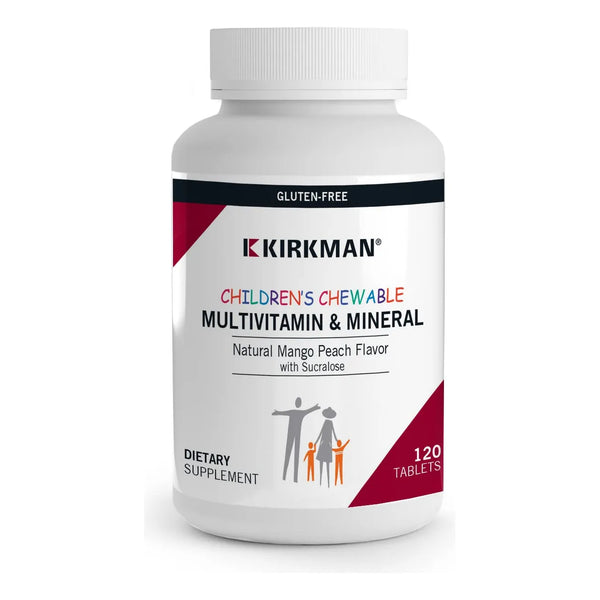 Obleas Masticables Multivitaminas Y Minerales Para Niños 120 Tabletas Sabor Melocoton Mango