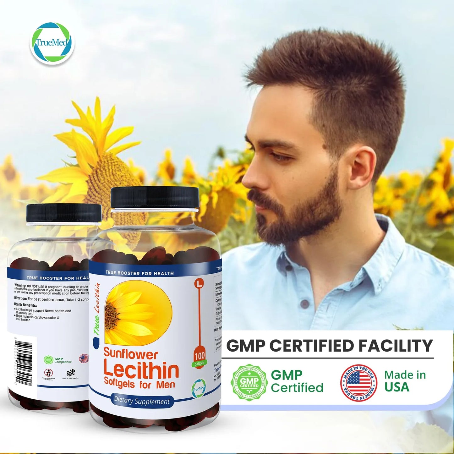 Lecitina De Girasol 1200 Mg 100 Geles Blandos Soporte Cerebral Y Hepático