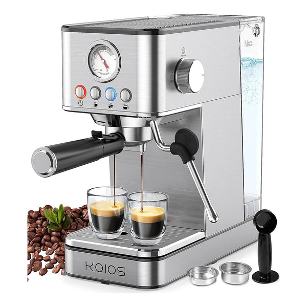 Cafetera Espresso KOIOS 1200W 20 Bar Varita Vapor Para Café Perfecto En Casa