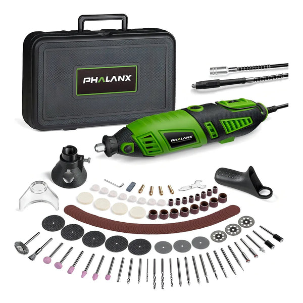 Kit Herramientas Rotativas Phalanx 180W Velocidad Variable Corta Pule Graba Facil