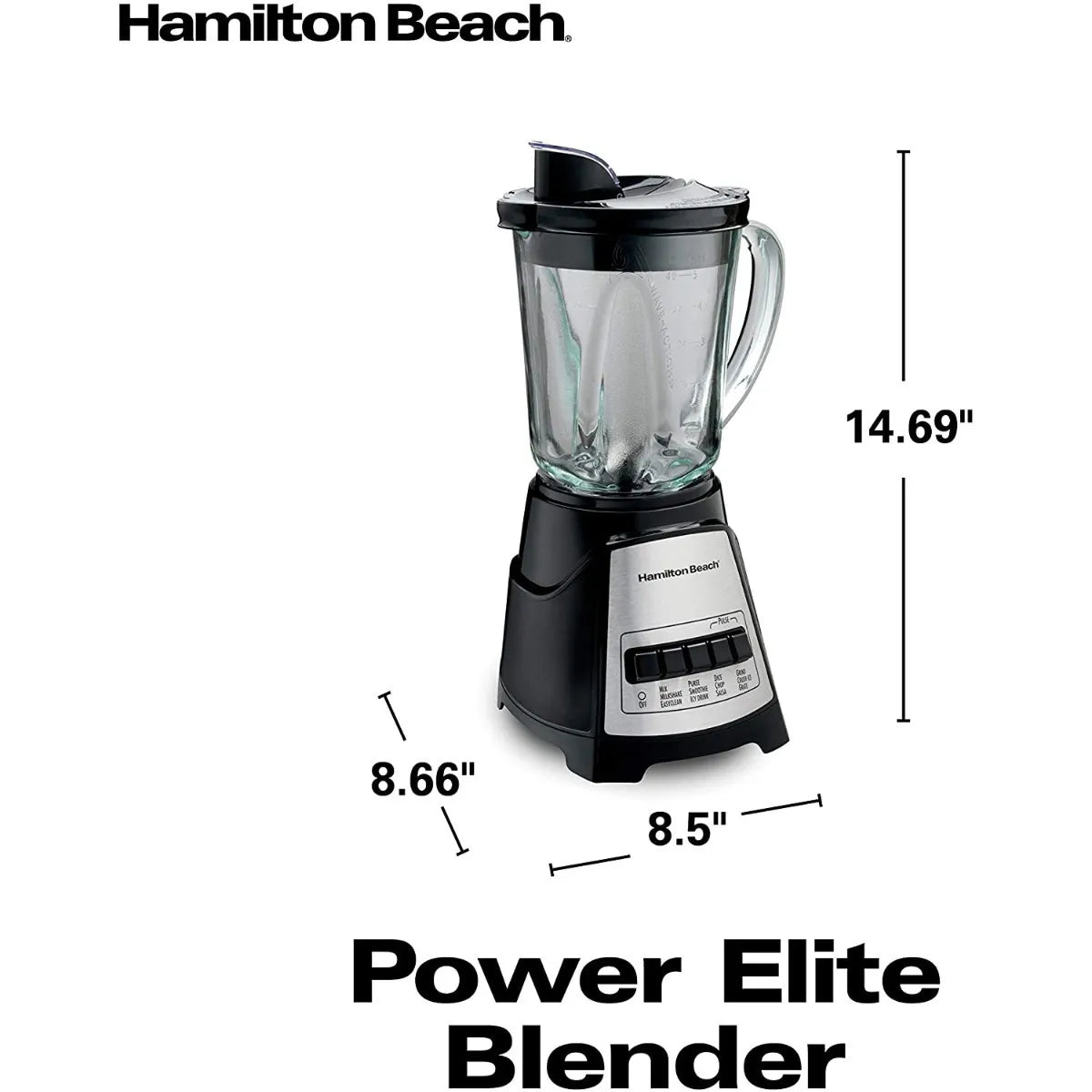 Licuadora Hamilton Beach Power Elite 12 Funciones 700W Mezcla Perfecta