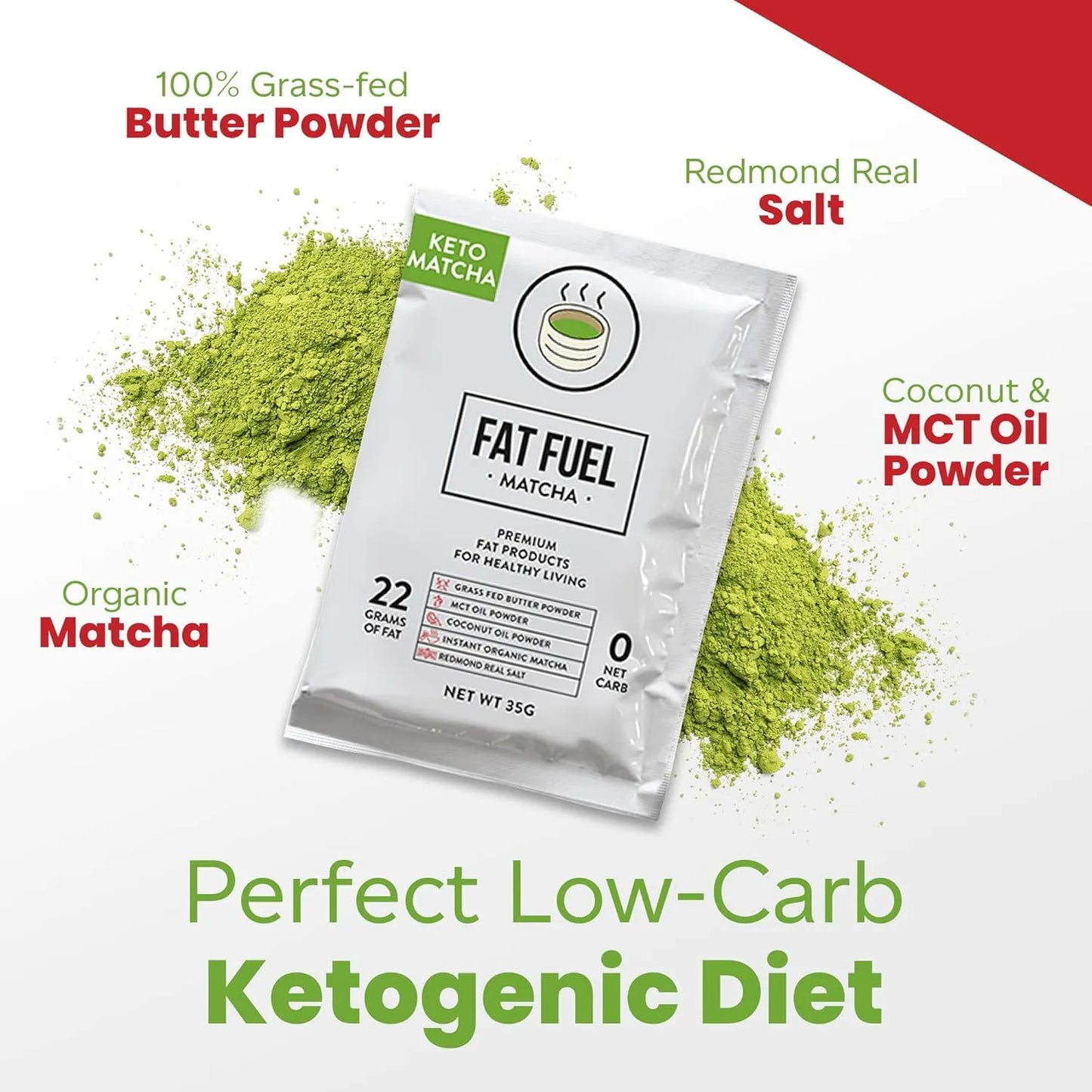 Grasa Premium Matcha Orgánica Instantánea Con Mantequilla Y Mct Energía Keto