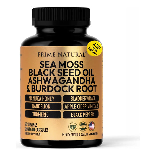 Capsulas Musgo Marino Aceite Semilla Negra Ashwagandha 120 Unidades Soporte Inmunologico Digestivo