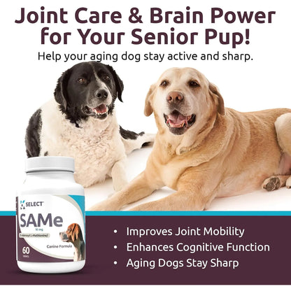 K9 Select SAM-e Para Perros Pequeños Y Medianos 60 Tabletas 90 Mg Suplemento Hepático Y Articular