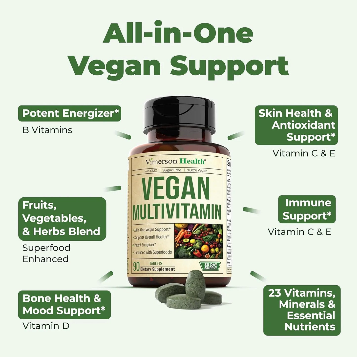 Multivitaminas Veganas Diarias Energia Y Salud Hombre Mujer