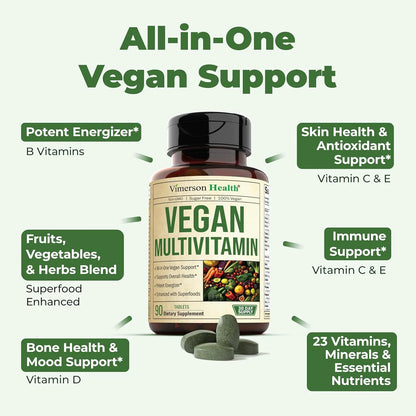 Multivitaminas Veganas Diarias Energia Y Salud Hombre Mujer