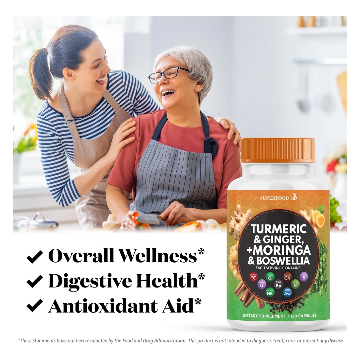 Suplemento De Curcumina Moringa Y Jengibre 30000 Mg Soporte Articular Y Energía