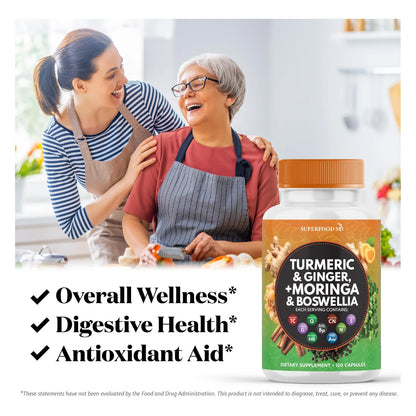 Suplemento De Curcumina Moringa Y Jengibre 30000 Mg Soporte Articular Y Energía