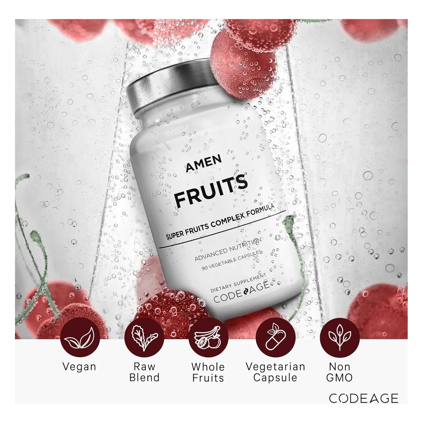 Cápsulas Multivitamínicas De Frutas Enteras Crudas 20 Extractos Vegano Sin OMG