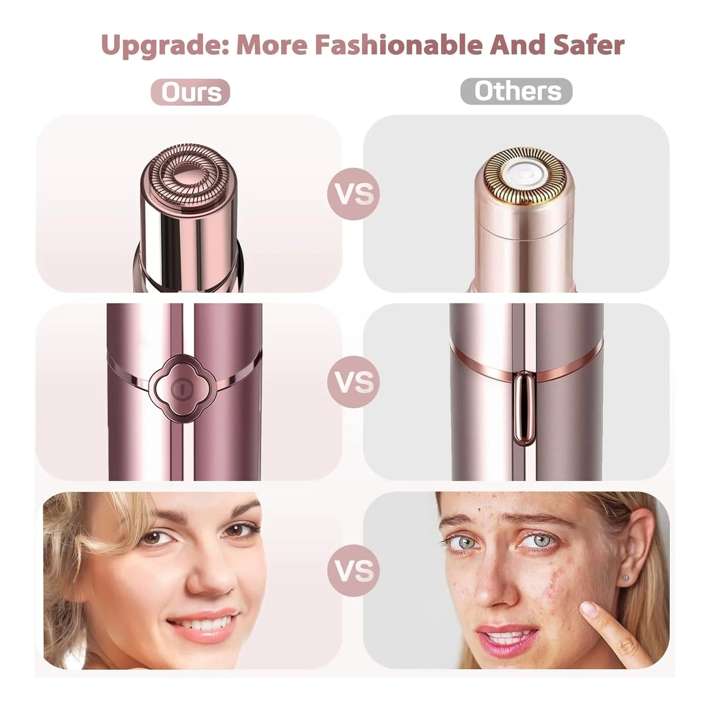 Removedor De Vello Facial Para Mujeres Electrico Sin Dolor Recargable Con 2 Cabezales
