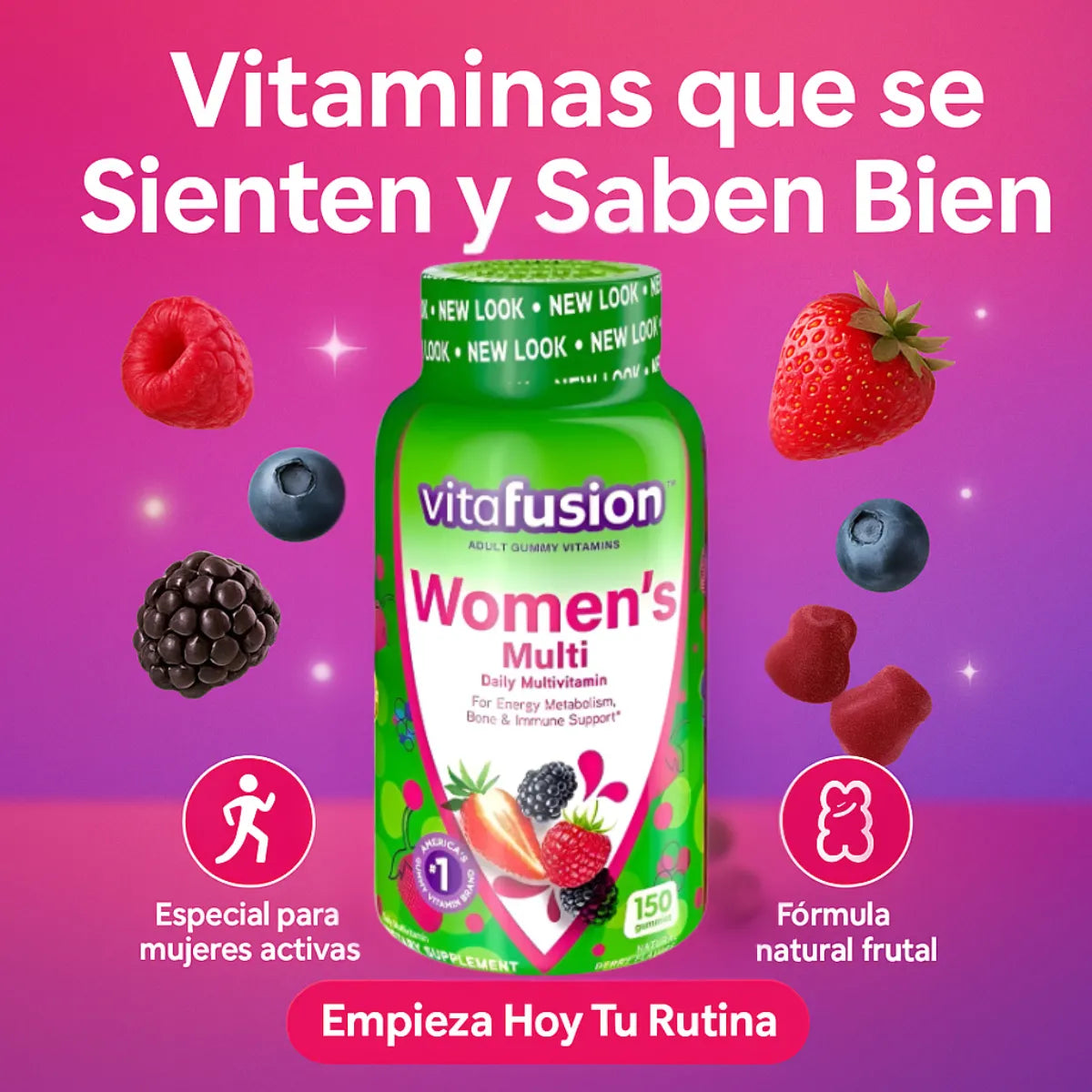 Multivitaminas Mujer Vitafusion Apoyo Diario 150 Gomitas Fresa - Imagen 3