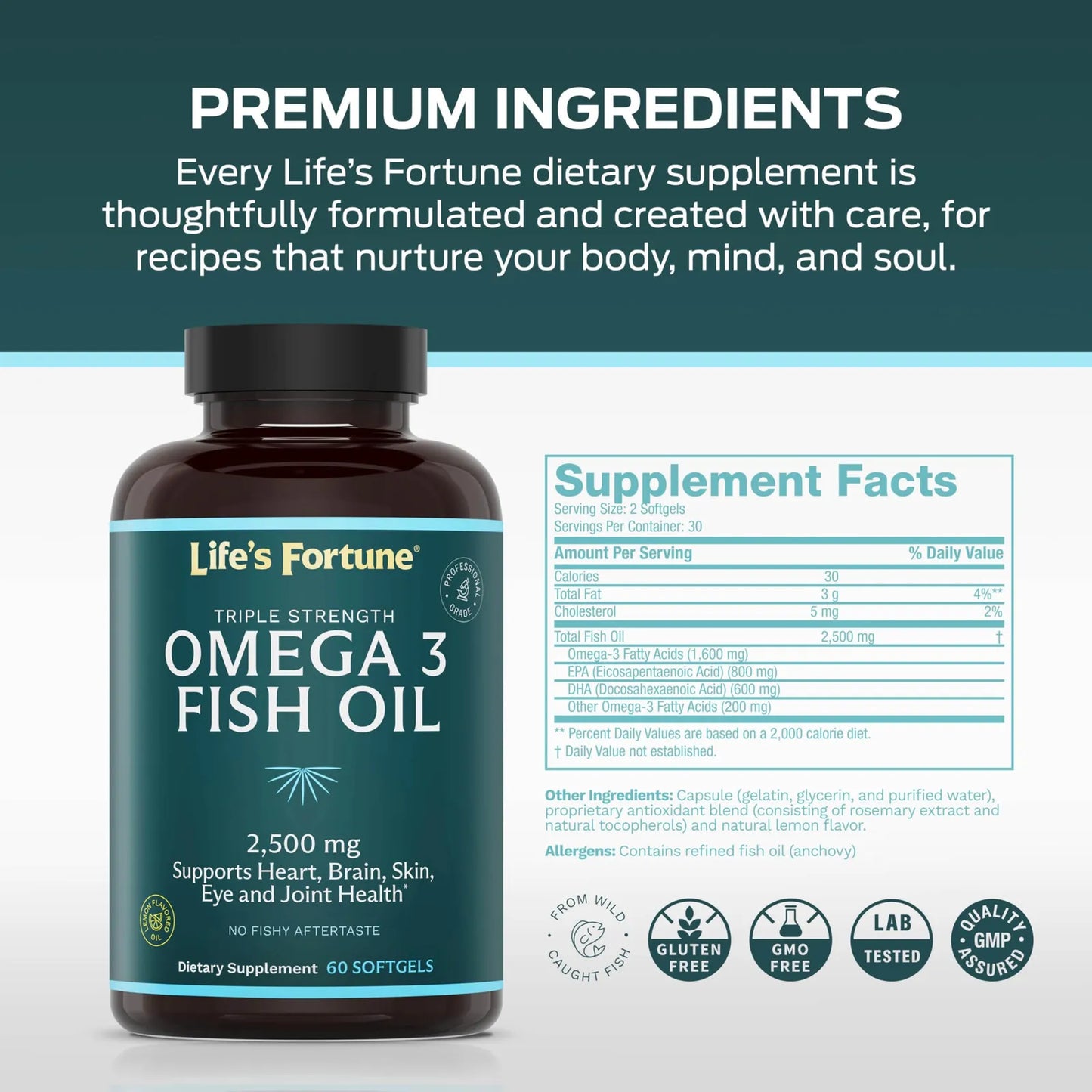 Aceite De Pescado Omega 3 2500 Mg 120 Cápsulas Blandas Alta Potencia EPA DHA