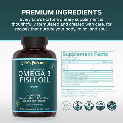 Aceite De Pescado Omega 3 2500 Mg 120 Cápsulas Blandas Alta Potencia EPA DHA