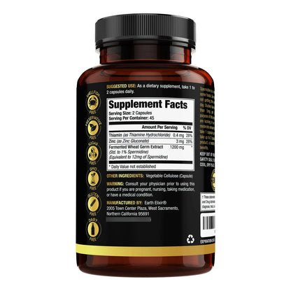 Espermidina Pura 1200 Mg 90 Capsulas Extracto Germen Trigo Vegano
