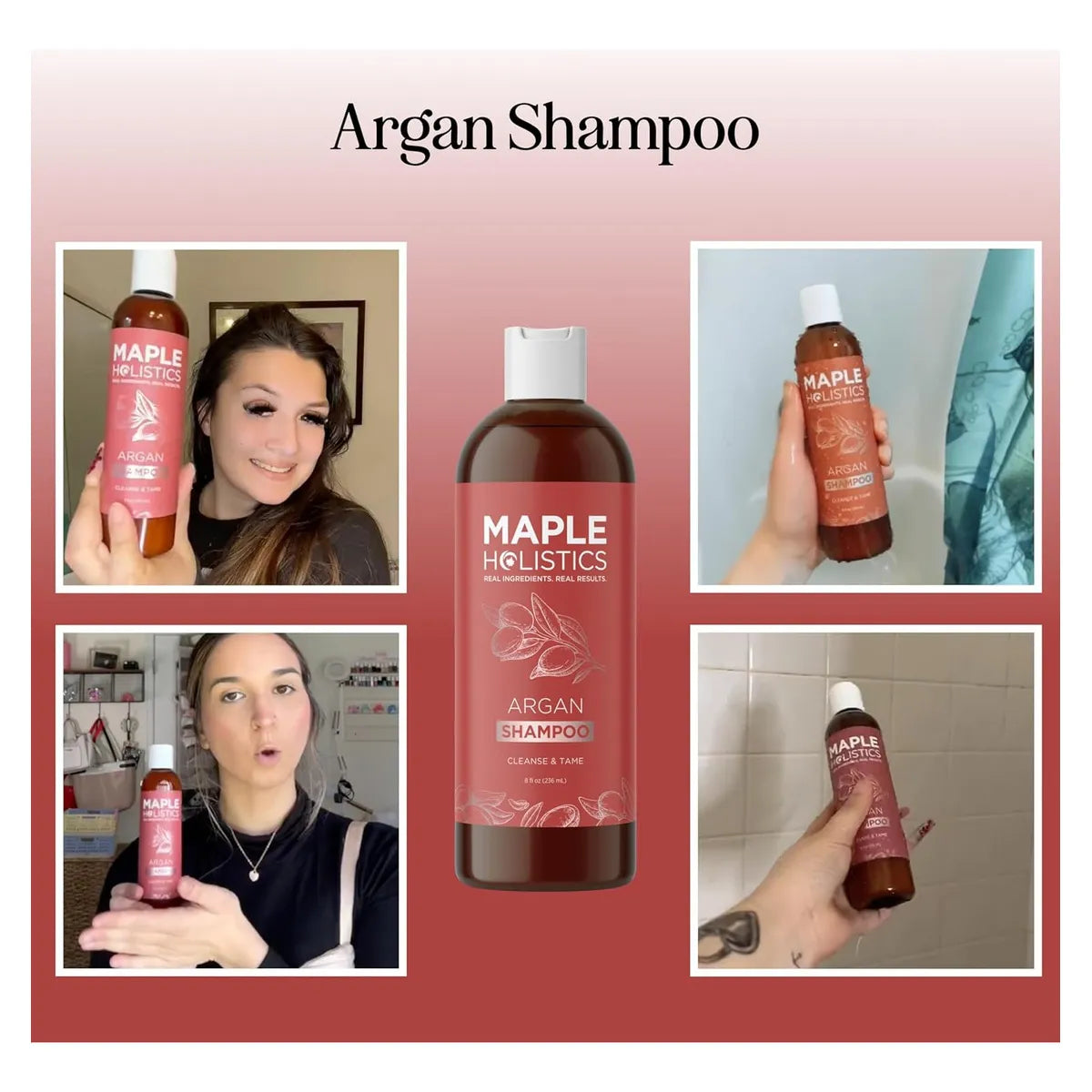 Champú De Argán Sin Sulfatos Maple Holistics Cabello Dañado Brillo Intenso