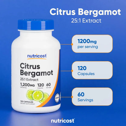 Capsulas De Bergamota Citrica 1200 Mg 120 Unidades Extracto Premium Vegano Sin Gluten