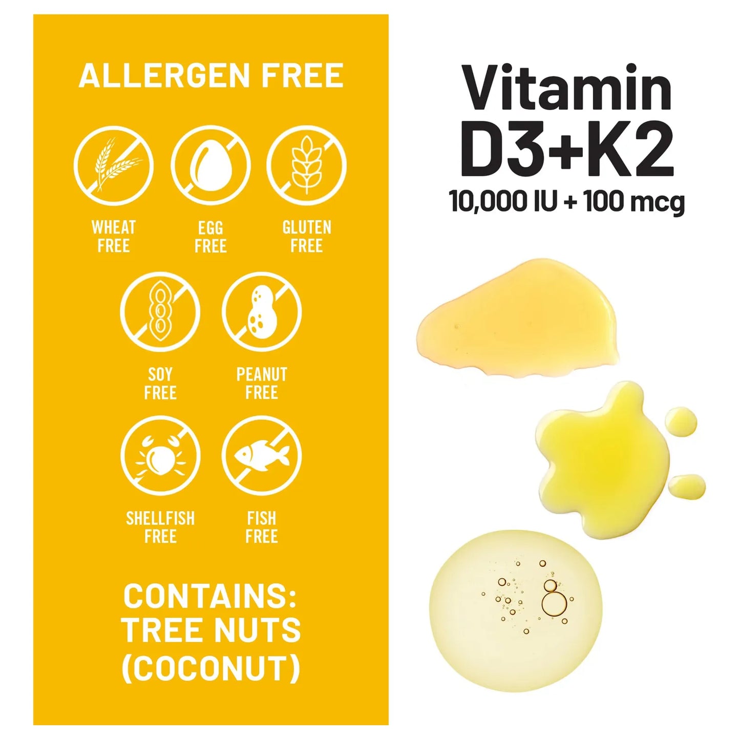 Vitamina D3 10000 Ui Con K2 200 Mcg Aceite De Coco Orgánico 30 Cápsulas