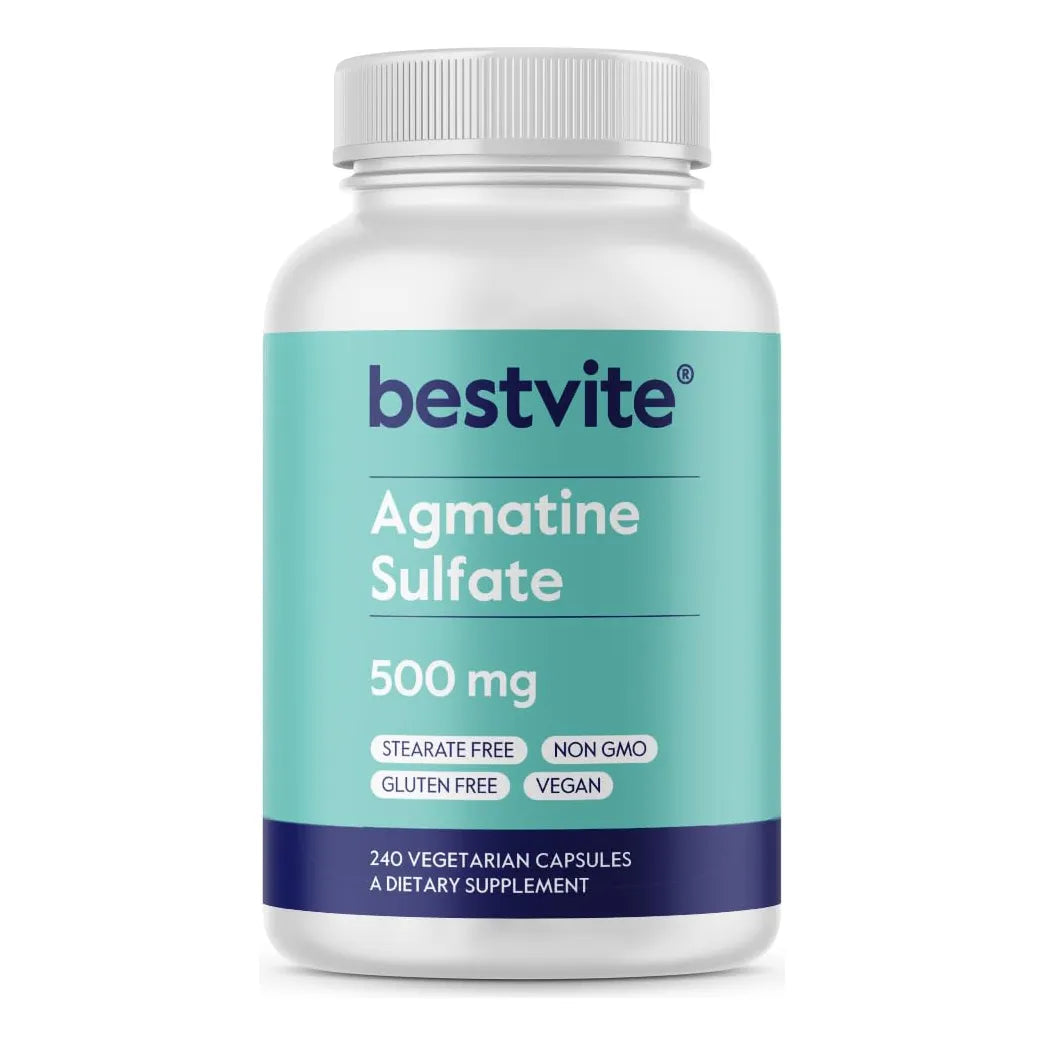 Sulfato De Agmatina 500 Mg 240 Cápsulas Vegano Sin Gluten Ni Omg