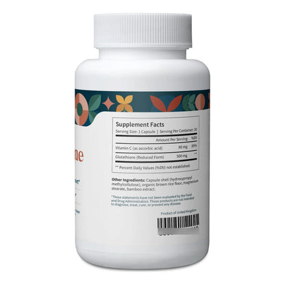 Suplemento De Glutatión Con Vitamina C Antioxidante 30 Cápsulas Veganas